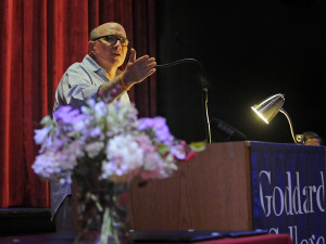 Goddard College photo/Stefan Hard - Comedian, actor, and Emmy Award-winning voice actor Jonathan Katz delivers the commencement keynote address Sept. 6 at Goddard College in Plainfield. Katz is a 1971 graduate of Goddard's residential undergraduate program.