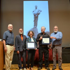 Goddard President Robert Kenny, Aaron Pitkin, Sarah Roos, Caleb Pitkin, and Seth Pitkin
