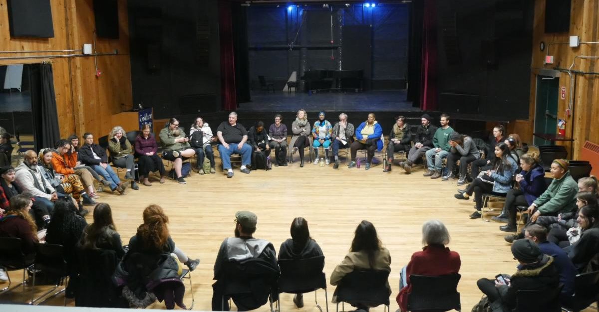 students in circle
