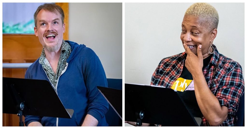Greer and Justin at a staged play reading
